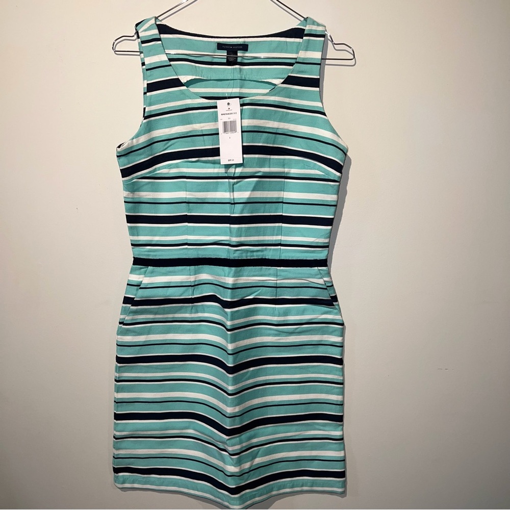 Striped Sleeveless Dress - Green and Black